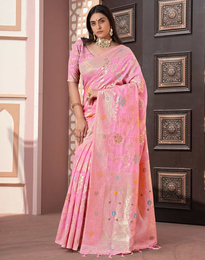 Pink Silk Weaving Banarasi Saree