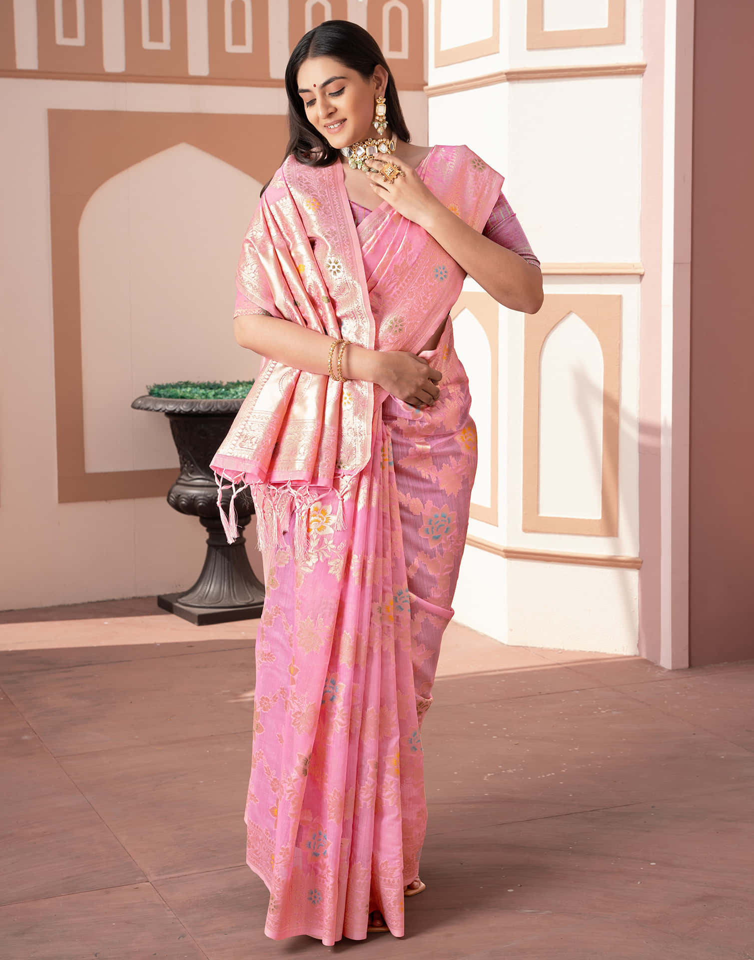 Pink Silk Weaving Banarasi Saree