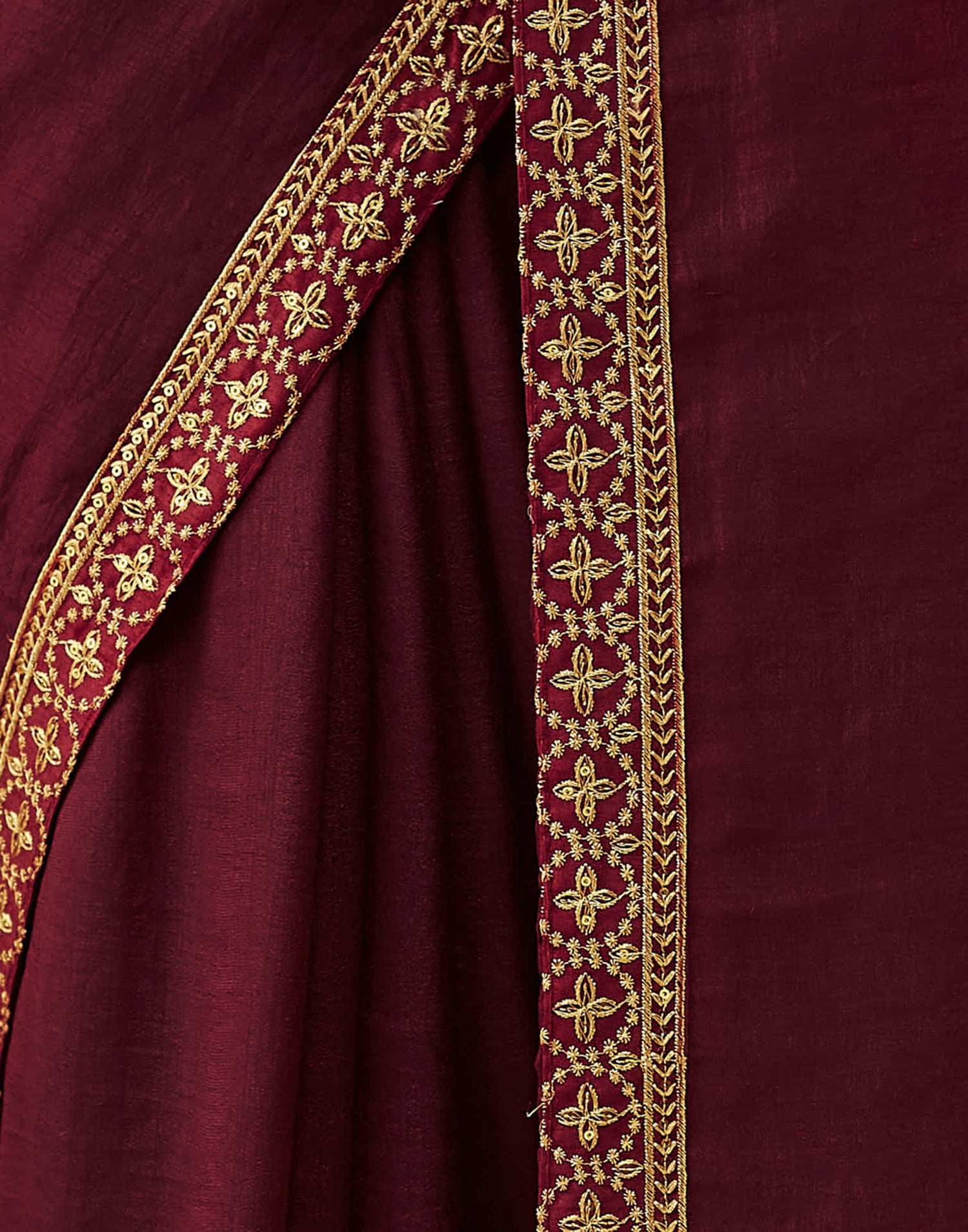 Maroon Vichitra Silk Embroidery Saree