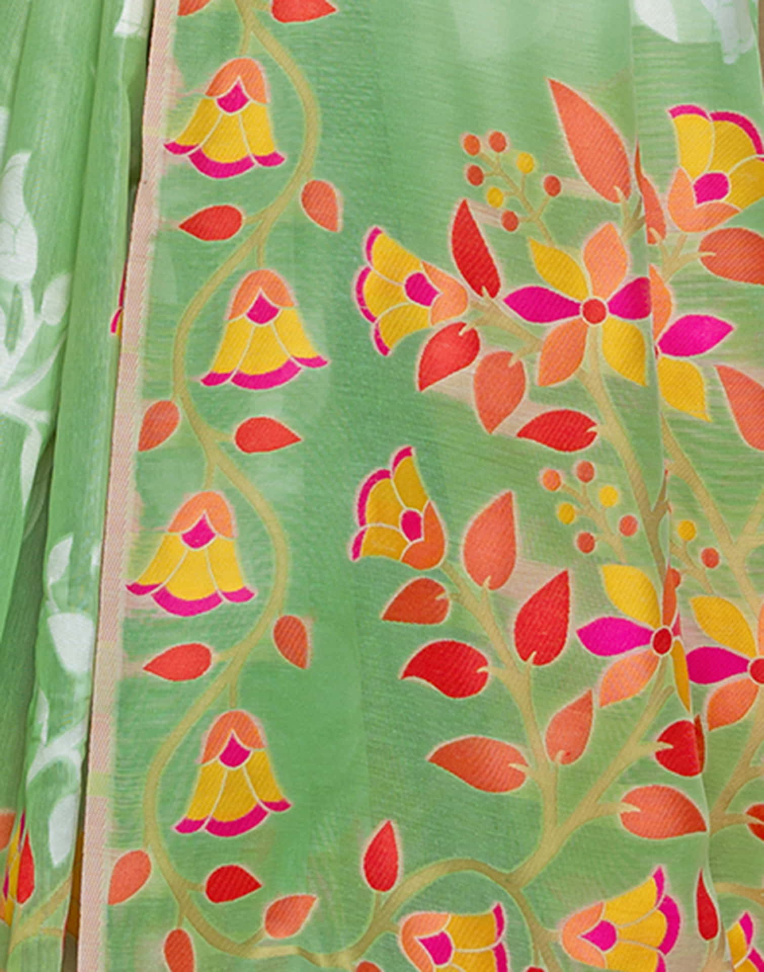 Light Green Cotton Weaving Jamdani Saree