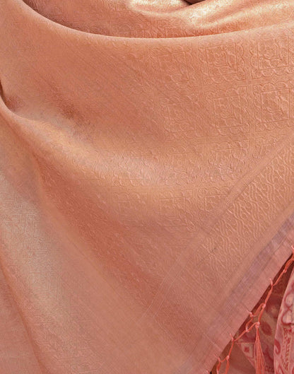 Peach Cotton Weaving Ikkat Saree