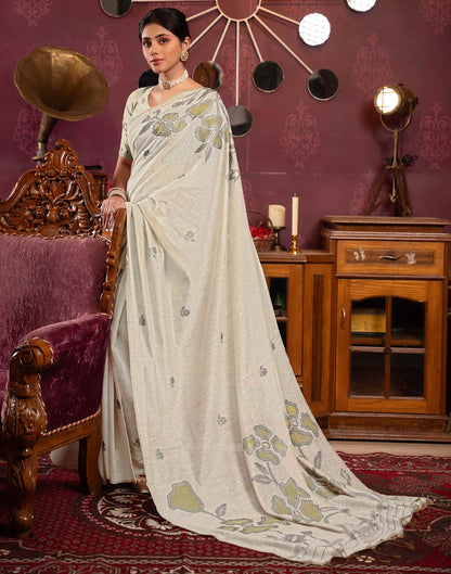 Beige Cotton Weaving Jamdani Saree