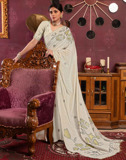 Beige Cotton Weaving Jamdani Saree