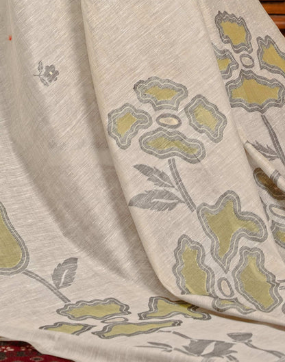 Beige Cotton Weaving Jamdani Saree