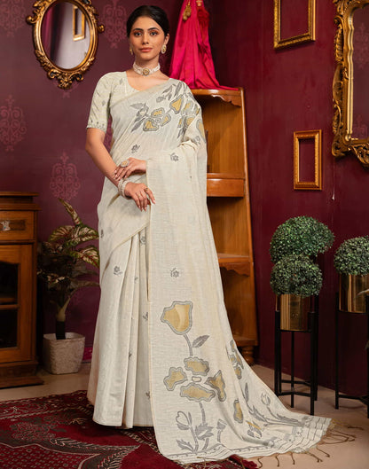Beige Cotton Weaving Jamdani Saree