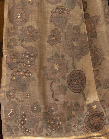 Beige Cotton Weaving Jamdani Saree