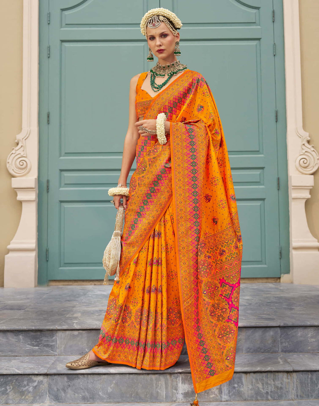 Turmeric Yellow Silk Weaving Saree