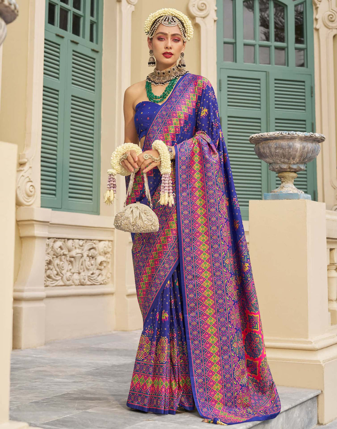 Navy Blue Silk Weaving Saree