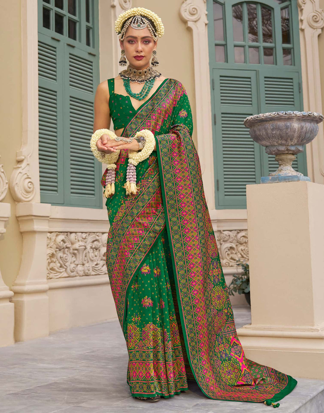 Dark Green Silk Weaving Saree