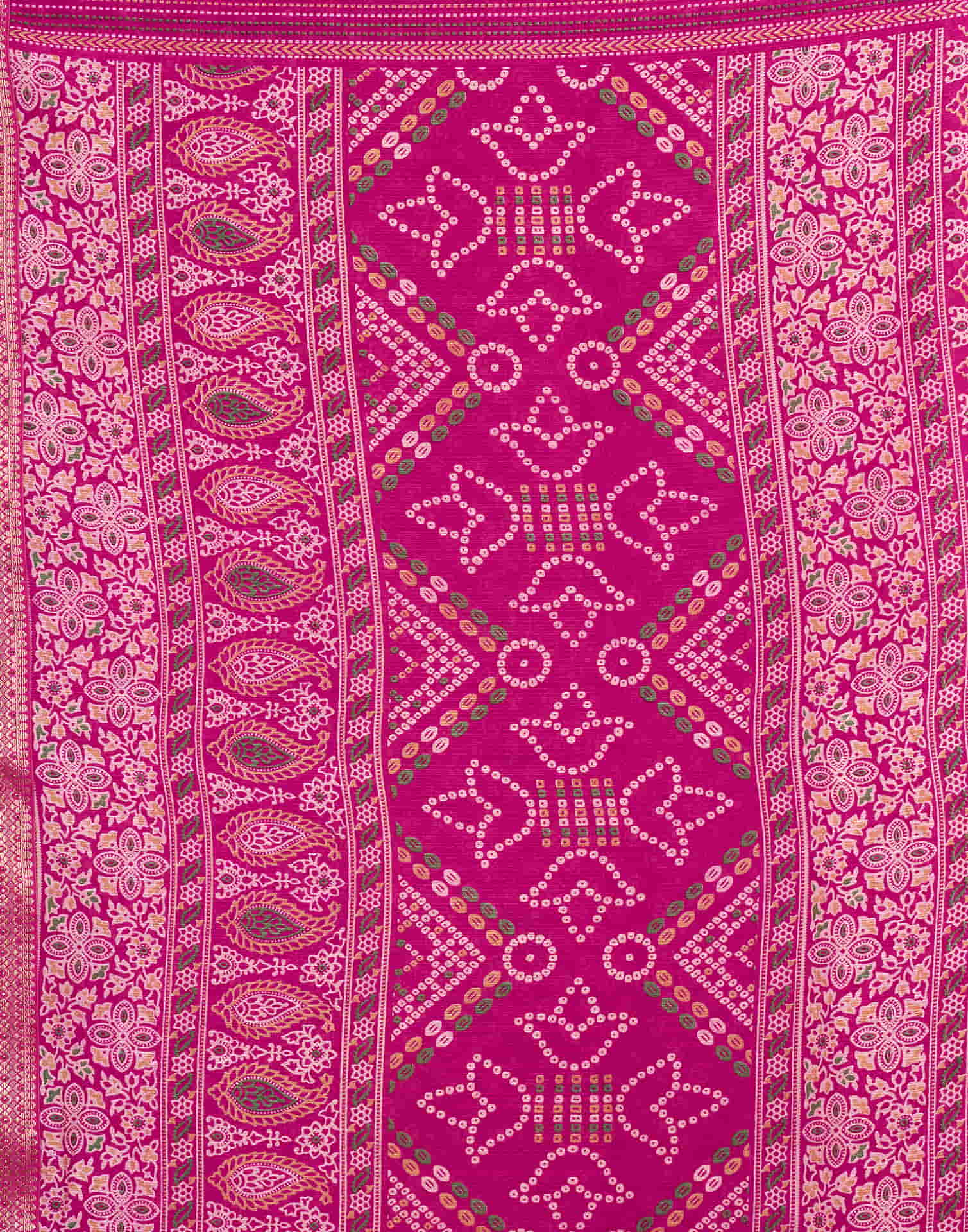 Rani Pink Chiffon Printed Bandhani Saree