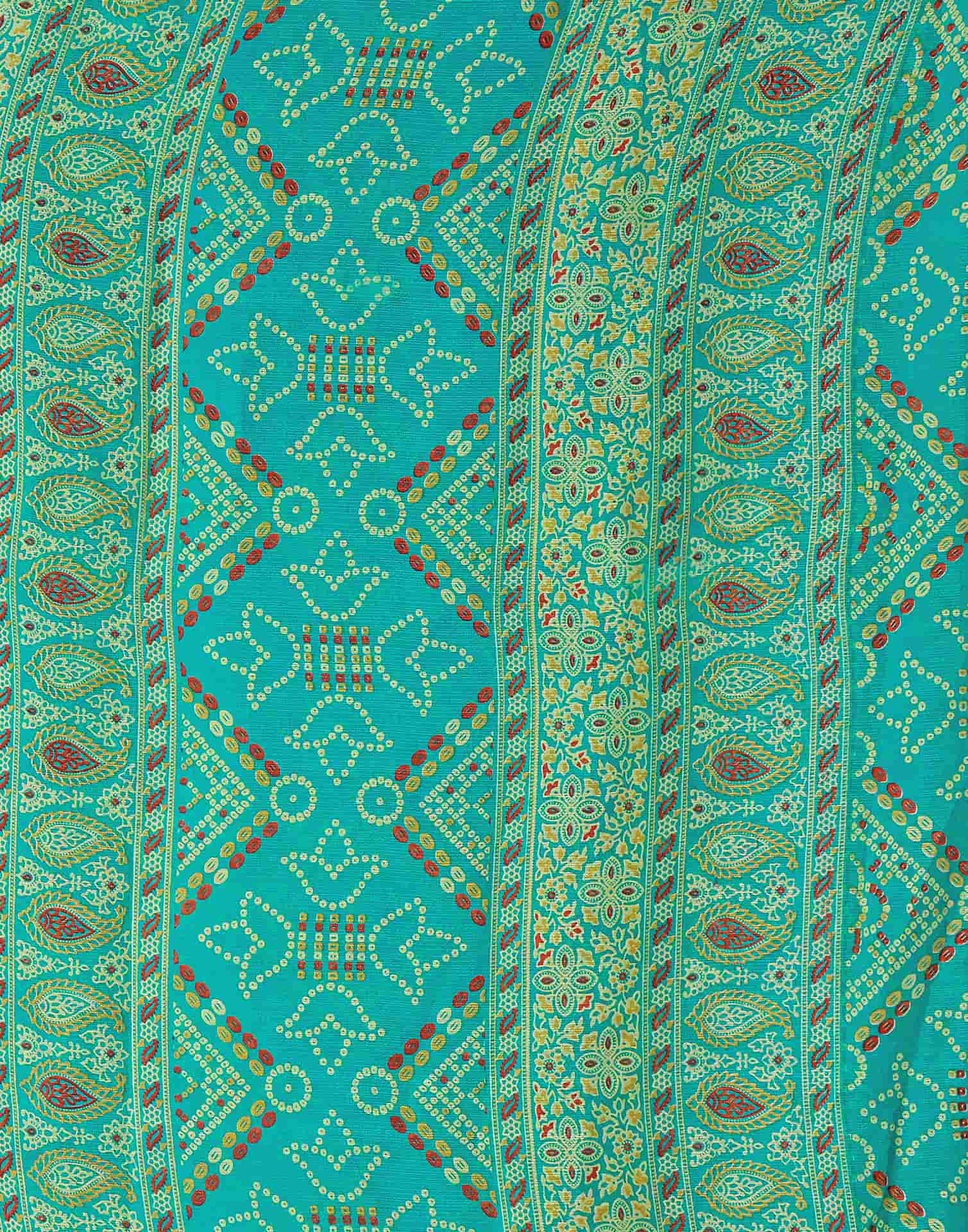 Teal Green Chiffon Printed Bandhani Saree