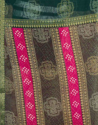 Rani Pink Chiffon Printed Bandhani Saree