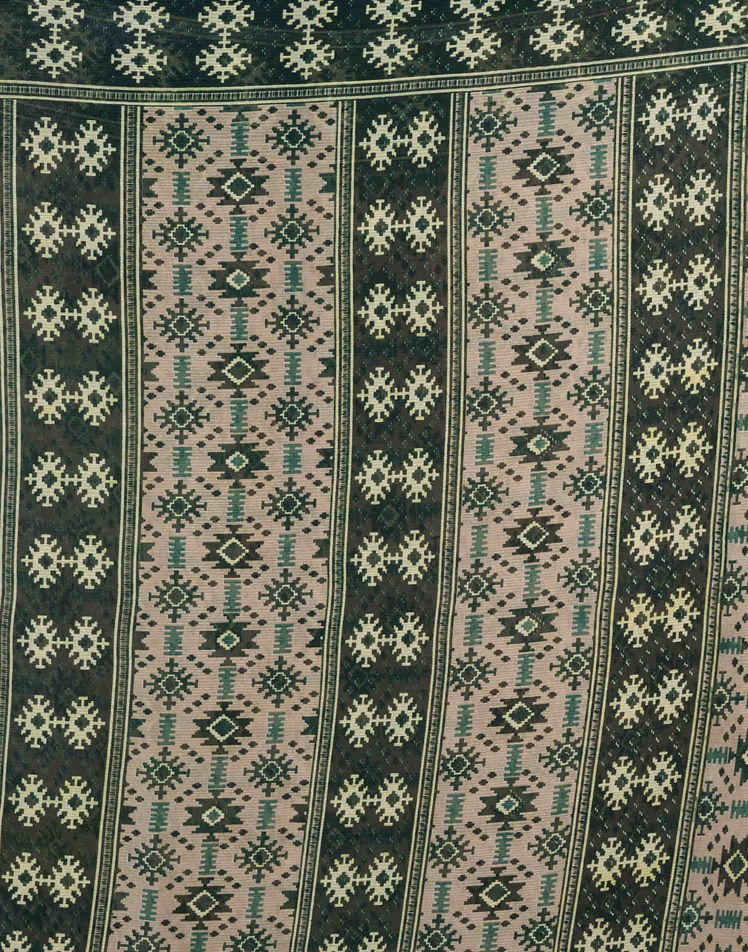 Dark Green Chiffon Ikkat Printed Saree