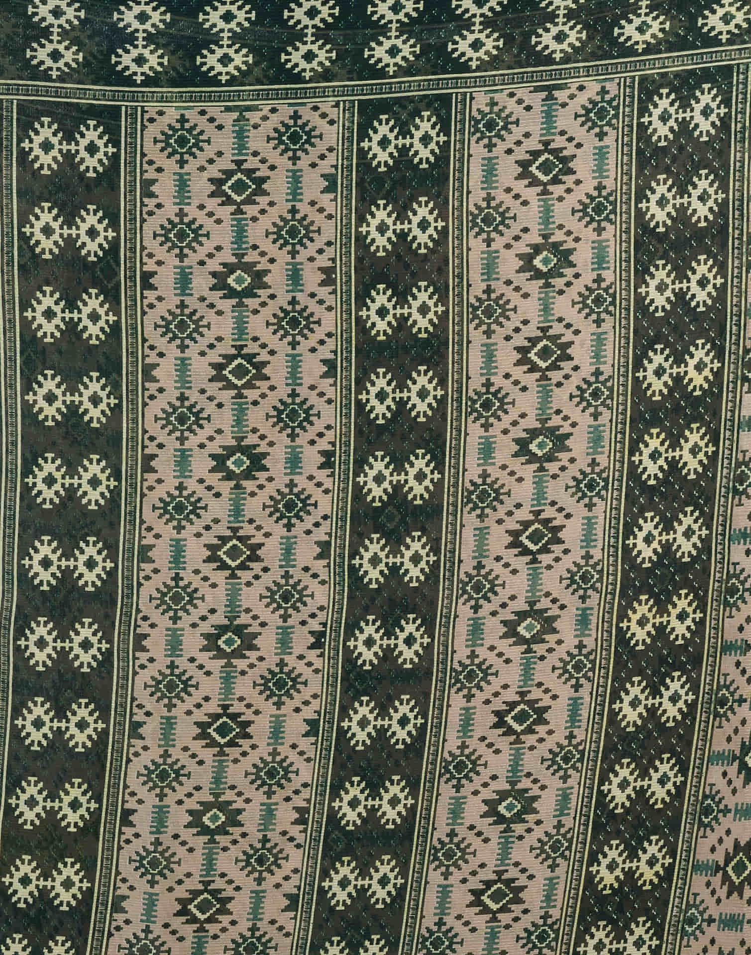 Dark Green Chiffon Ikkat Printed Saree