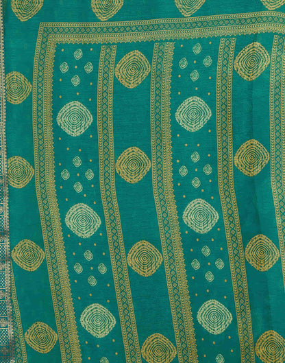 Teal Green Chiffon Printed Saree