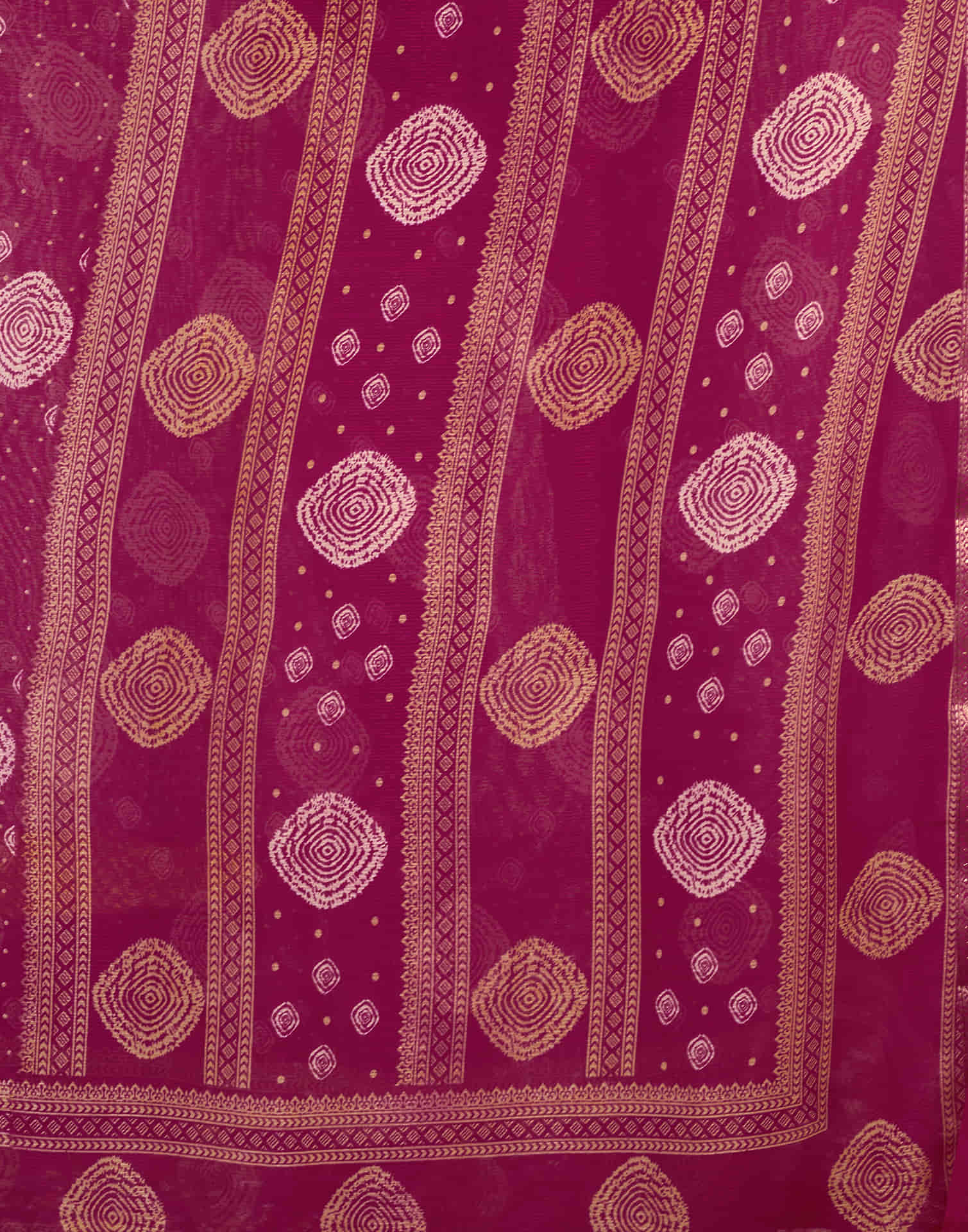 Rani Pink Chiffon Printed Saree