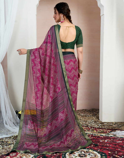 Rani Pink Chiffon Printed Saree