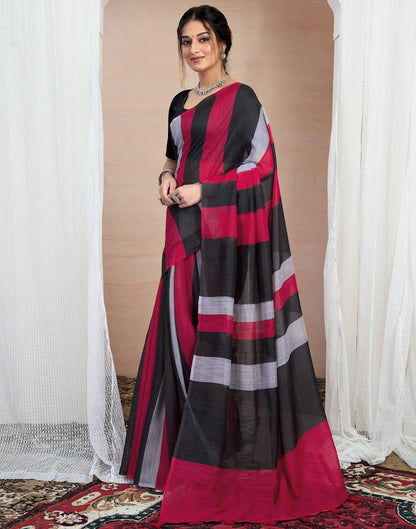 Black Cotton Printed Saree