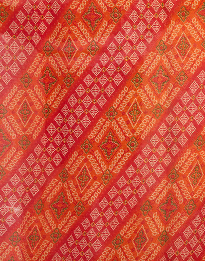 Red Chiffon Printed Bandhani Saree