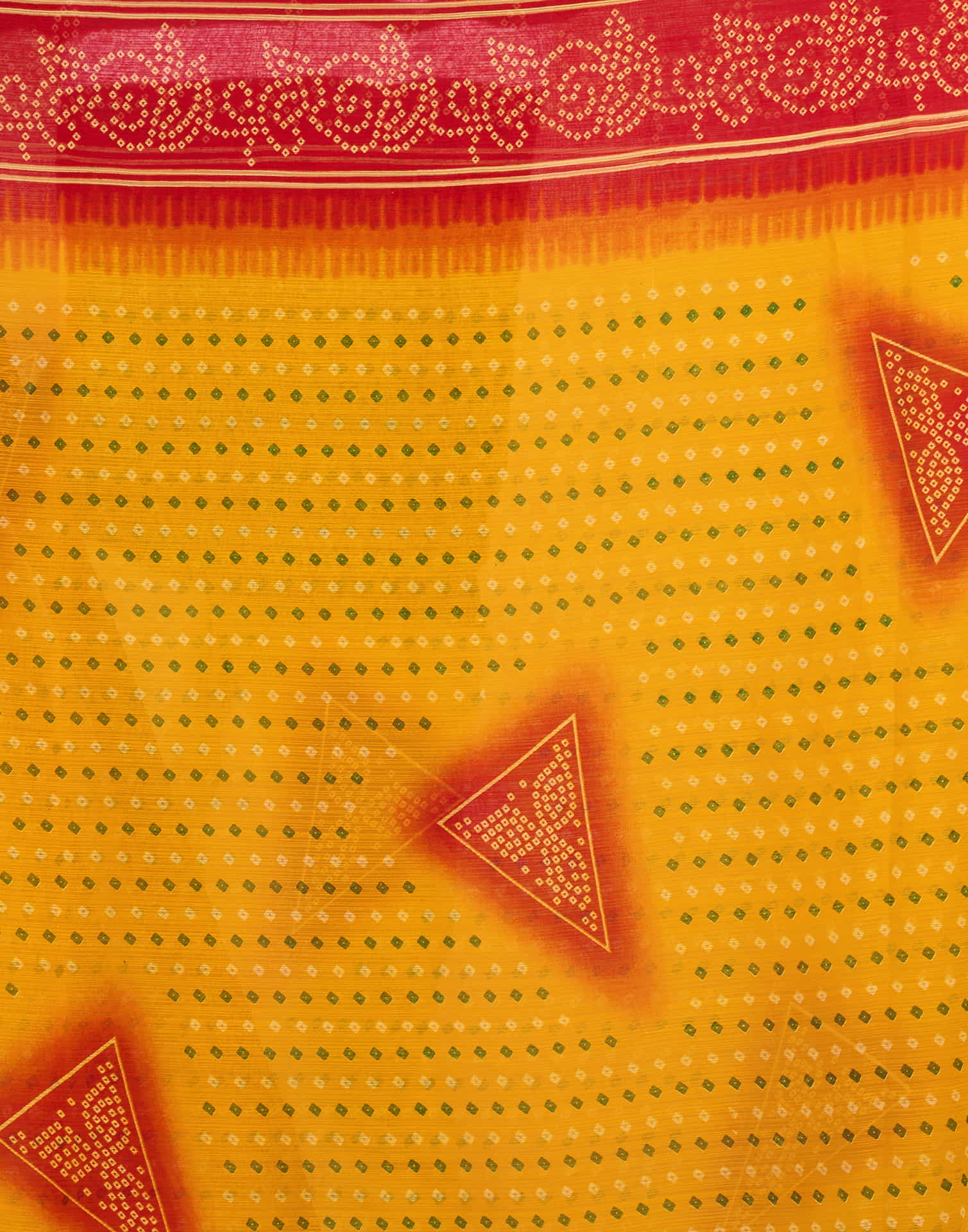 Yellow Chiffon Printed Bandhani Saree