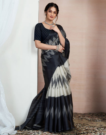 Black Bhagalpuri Silk Printed Saree