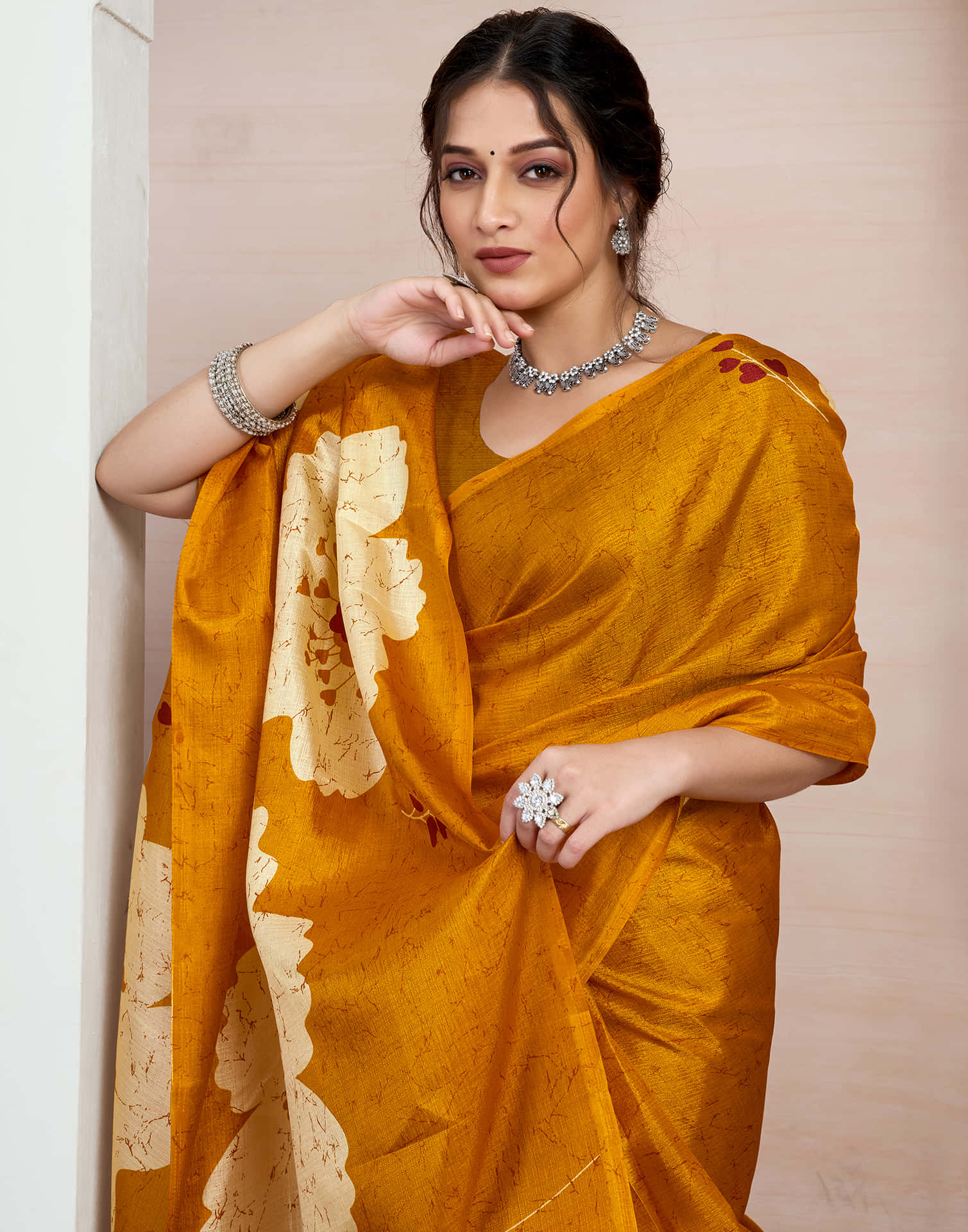 Turmeric Yellow Bhagalpuri Silk Printed Saree