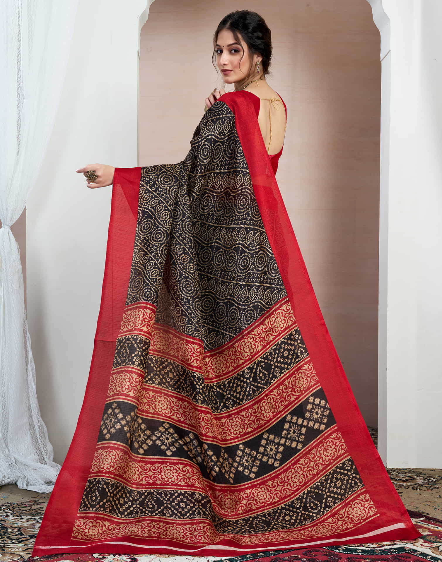 Black Bhagalpuri Silk Printed Saree