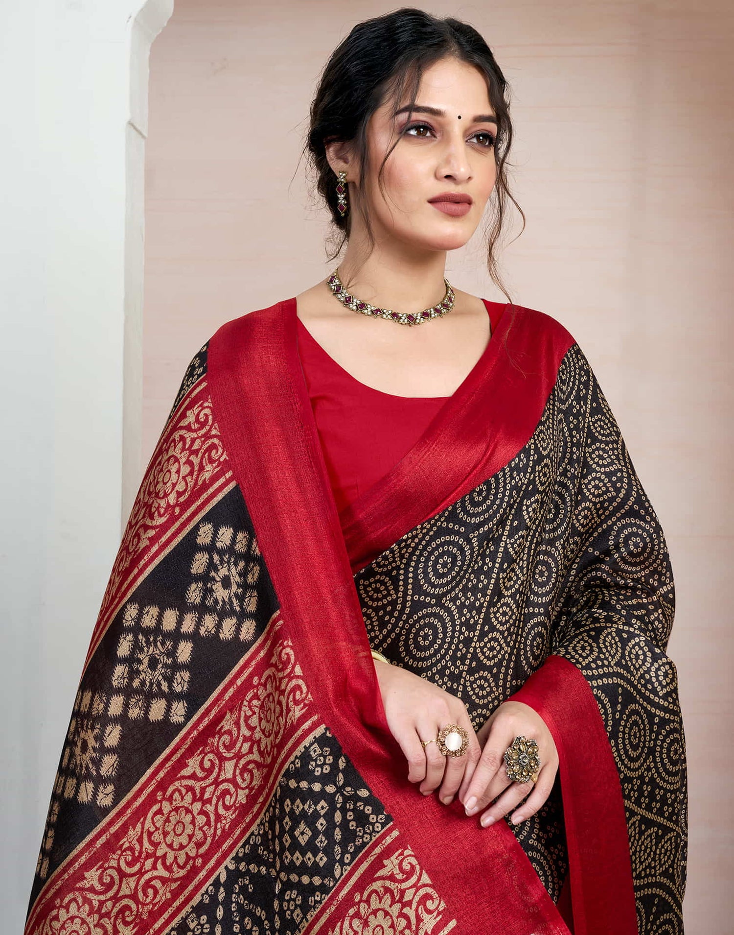 Black Bhagalpuri Silk Printed Saree