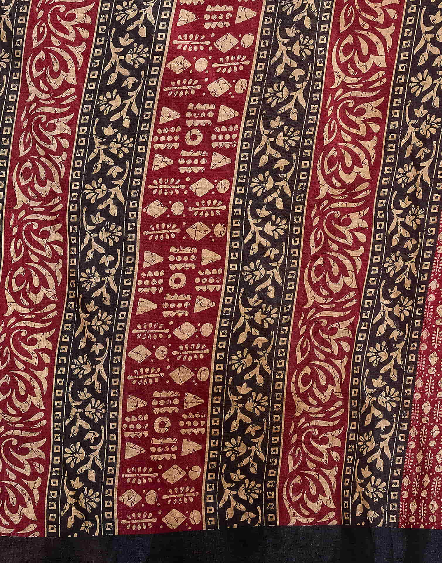 Maroon Bhagalpuri Silk Printed Saree