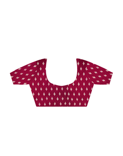 Maroon Satin Ikkat Printed Saree