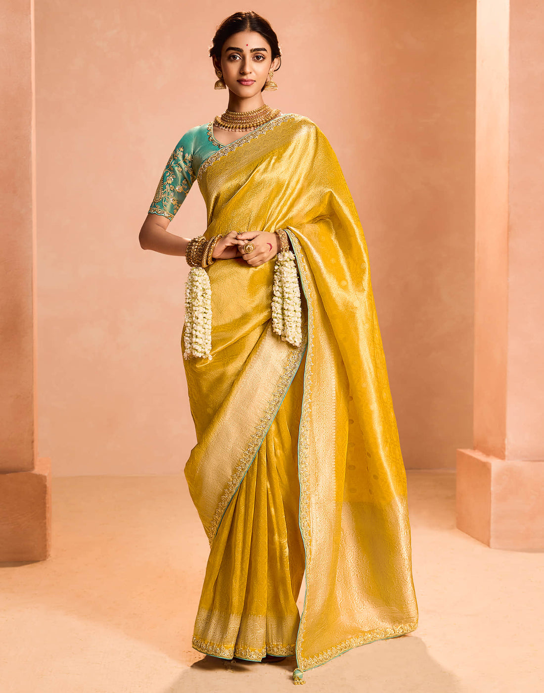 Yellow Silk Weaving Kanjivaram Saree