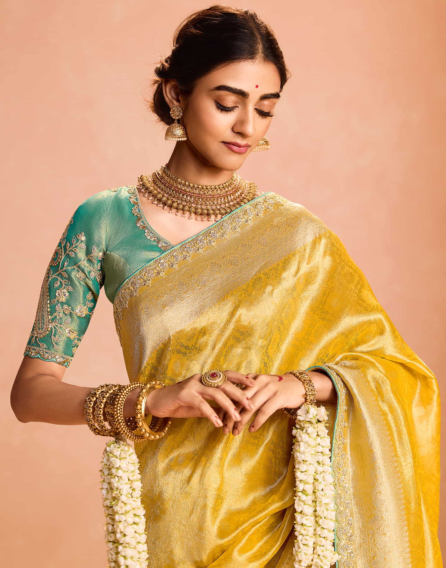Yellow Silk Weaving Kanjivaram Saree
