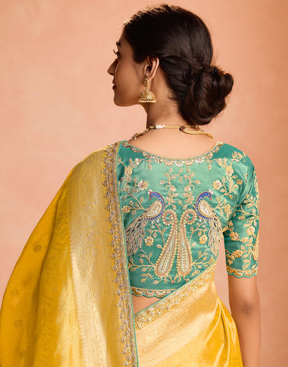 Yellow Silk Weaving Kanjivaram Saree