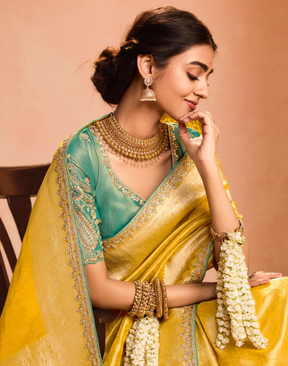 Yellow Silk Weaving Kanjivaram Saree