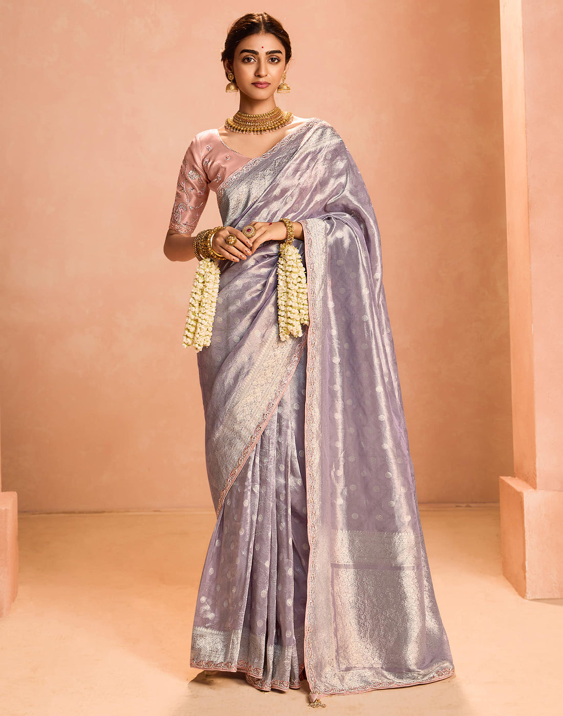 Light Purple Silk Weaving Kanjivaram Saree