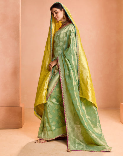 Pista Green Silk Weaving Kanjivaram Saree