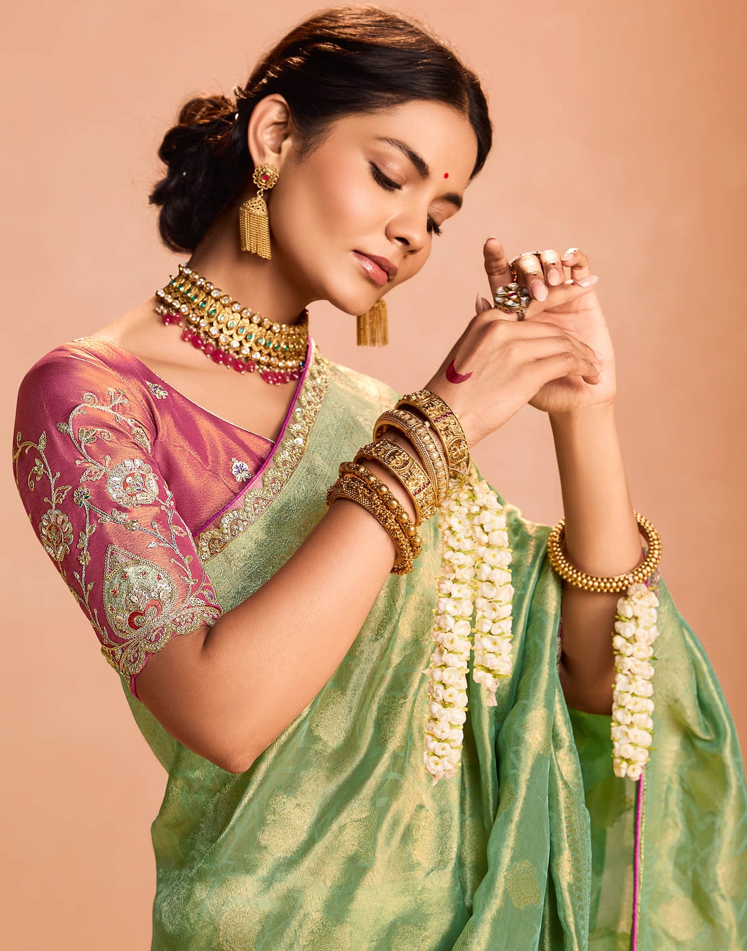 Pista Green Silk Weaving Kanjivaram Saree