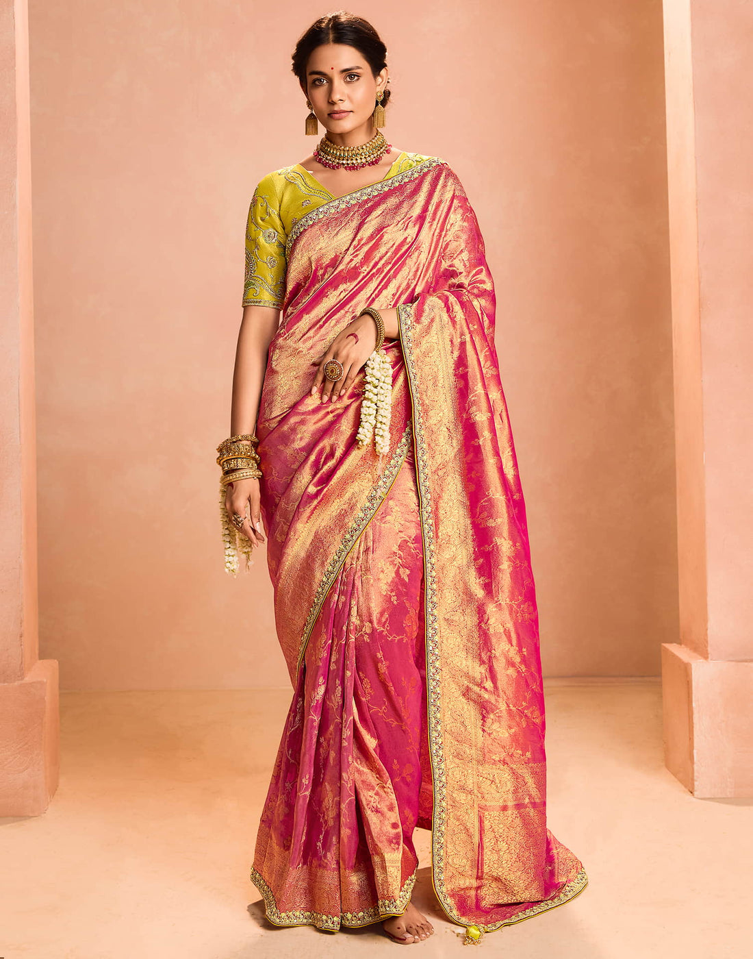 Rani Pink Silk Weaving Kanjivaram Saree