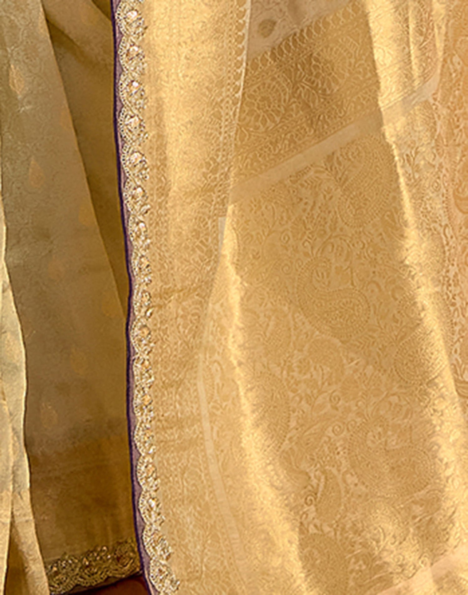 Beige Silk Weaving Kanjivaram Saree