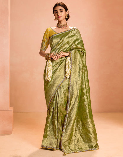 Green Silk Weaving Kanjivaram Saree