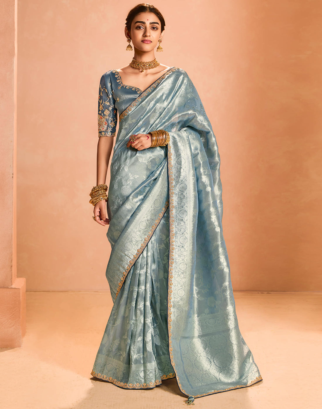 Blue Silk Weaving Kanjivaram Saree