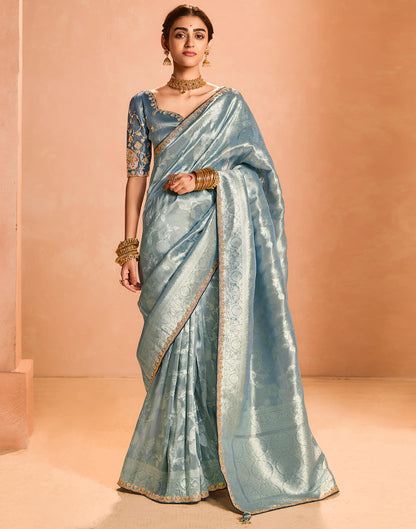 Blue Silk Weaving Kanjivaram Saree