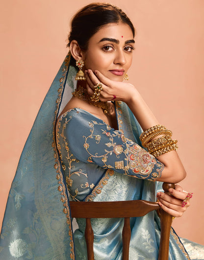 Blue Silk Weaving Kanjivaram Saree