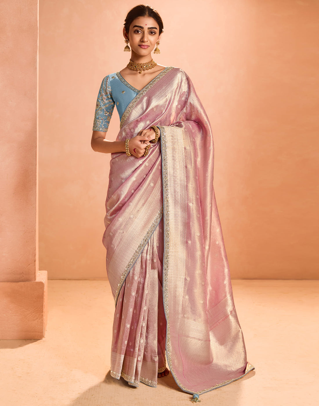 Pink Silk Weaving Kanjivaram Saree
