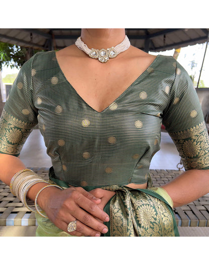 Pista Green Organza Weaving Saree