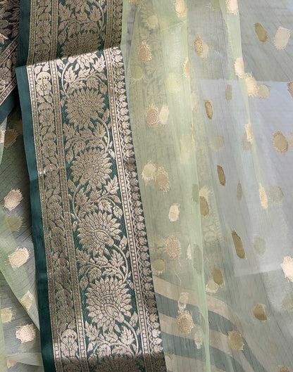 Pista Green Organza Weaving Saree