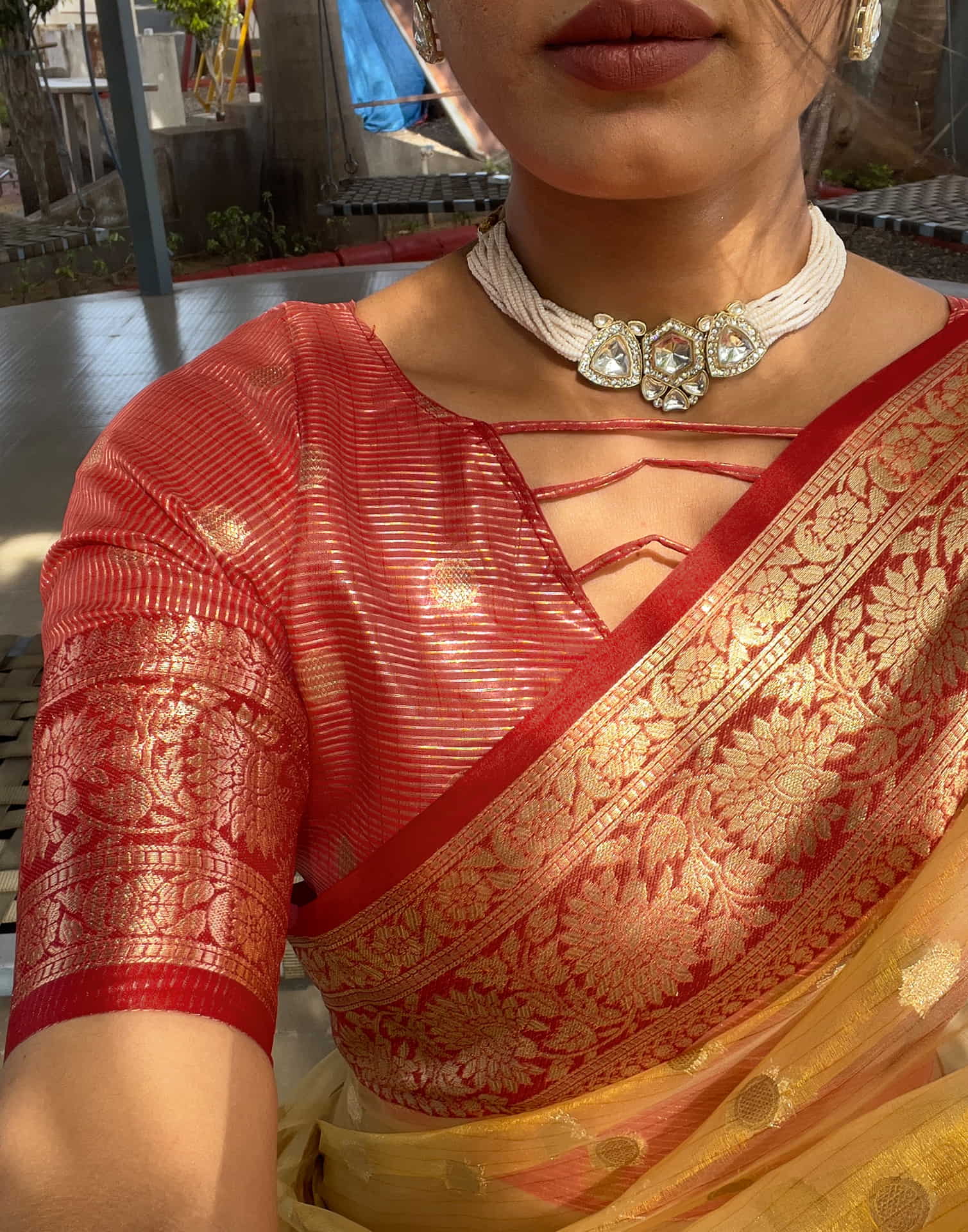 Light Yellow Organza Weaving Saree