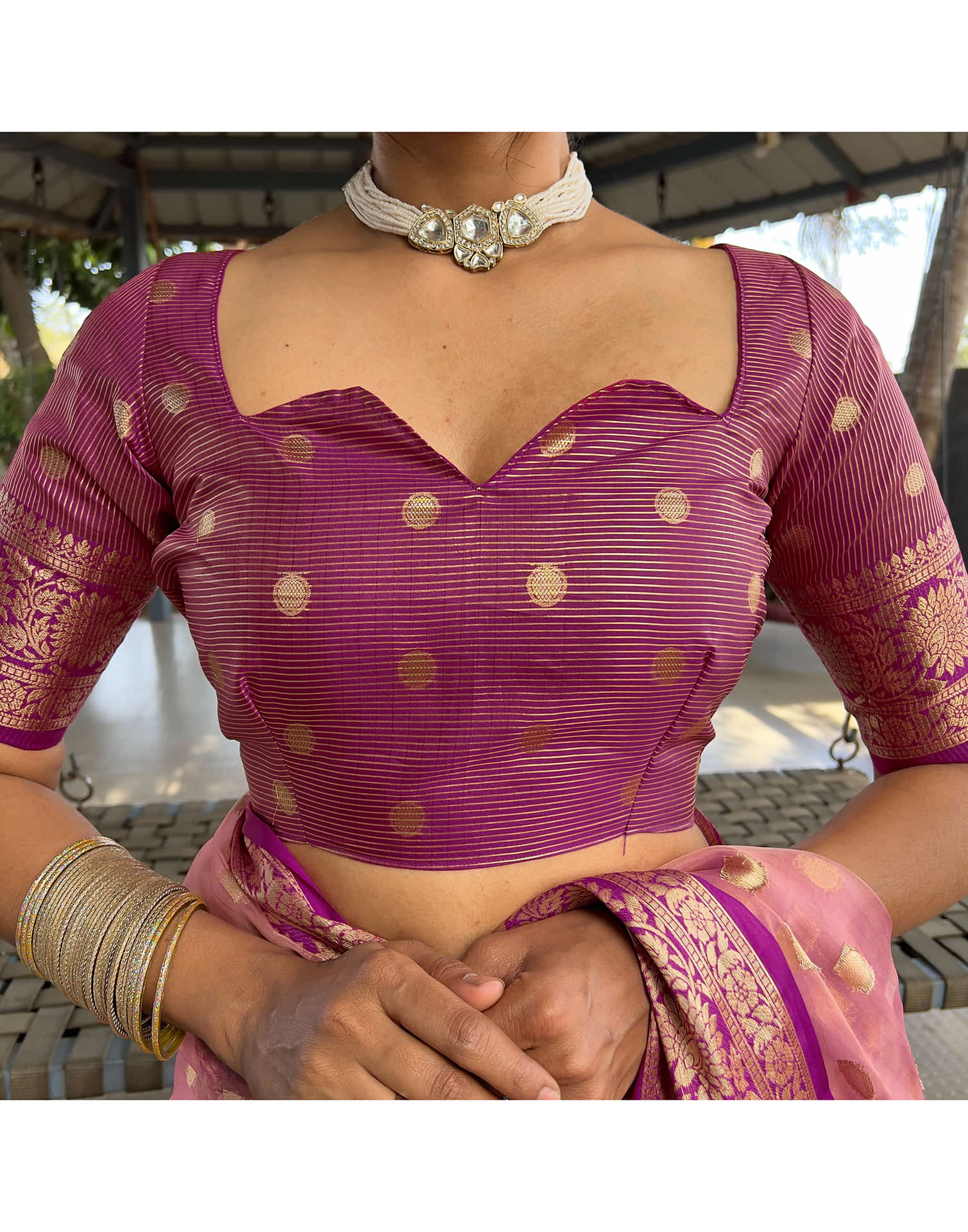 Pink Organza Weaving Saree