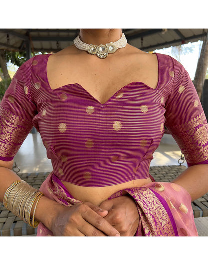 Pink Organza Weaving Saree