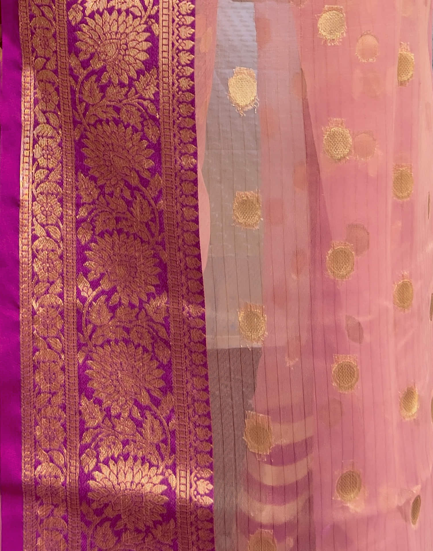 Pink Organza Weaving Saree